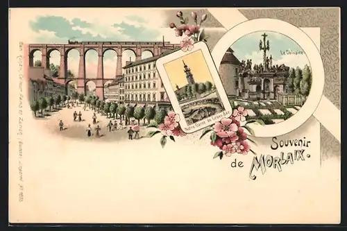 Lithographie Morlaix, Notre Dame de Croaz-Baz