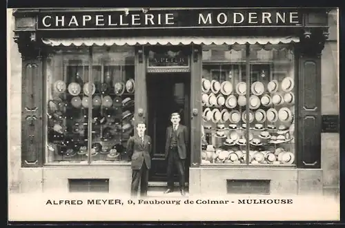 AK Mulhouse, Alfred Meyer, Chapellerie Moderne, Faubourg de Colmar 9