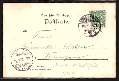 Lithographie Gebweiler, Seebachfall, Lauchenfall, Klosterkirche