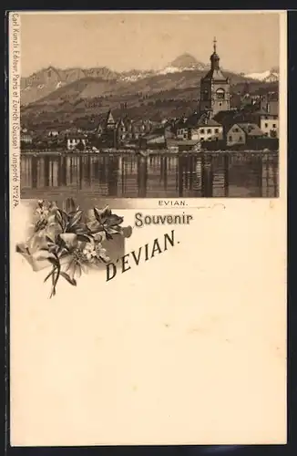 Lithographie Evian, Vue générale