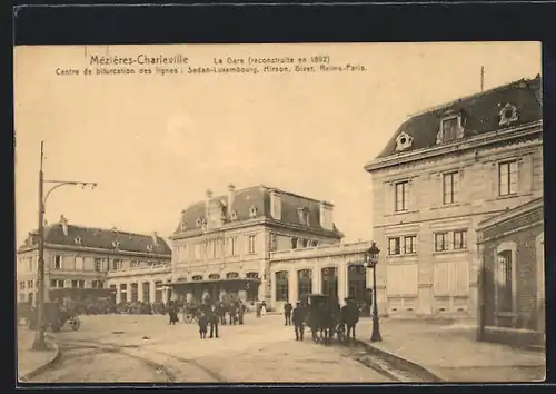 AK Mezieres-Charleville, La Gare, Centre de bifurcation des lignes, Bahnhof