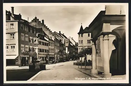 AK Wangen i. A., Herrenstrasse mit Marktplatz