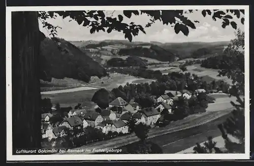 AK Goldmühl b. Berneck i. Fichtelgebirge, Ortsansicht aus der Vogelschau