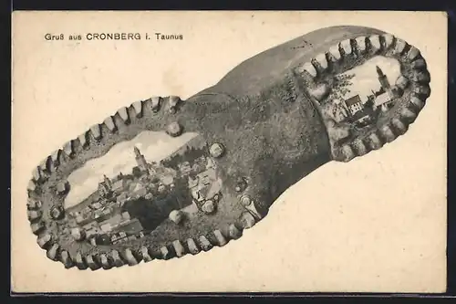 AK Cronberg i. Taunus, Ortsansicht in einer Schuhsohle