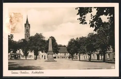 AK Dessau-Rosslau, Marktplatz mit Kirche