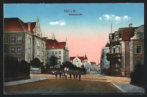 AK Hof i. B., Partie in der Schillerstrasse