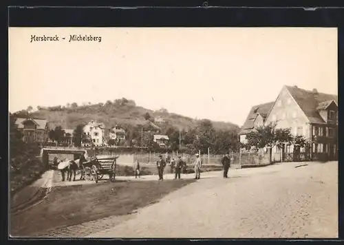 AK Hersbruck-Michelsberg, Ortspartie mit Pferdewagen