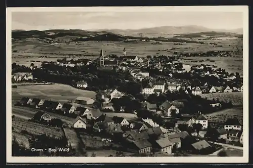 AK Cham /Bay. Wald, Ortsansicht aus der Vogelschau