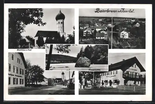 AK Baierbrunn im Isartal, Gasthaus z. Post, Bäckerei u. Lebensmittel, Georgenstein