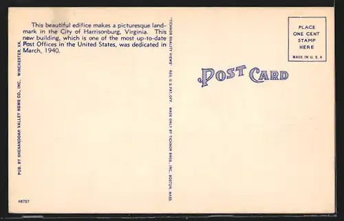 AK Harrisonburg, VA, United States Post Office
