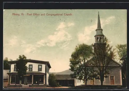 AK Albany, VT, Post Office and Congregational Church
