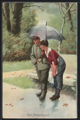 Künstler-AK Arthur Thiele unsign.: Paar im Unterstand