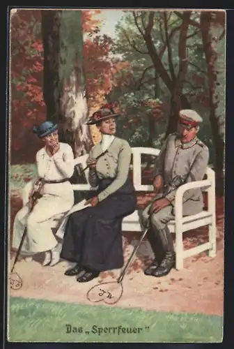 Künstler-AK Arthur Thiele unsign.: Das Sperrfeuer