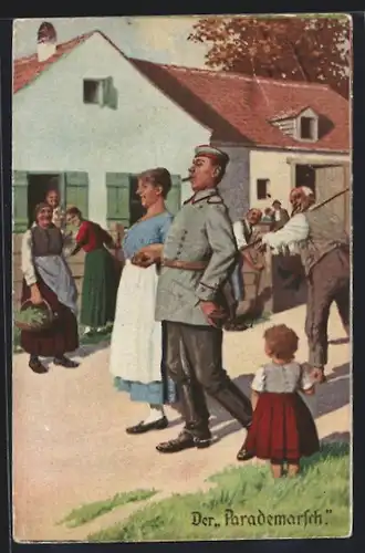 Künstler-AK Arthur Thiele unsign.: Der Parademarsch