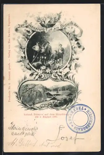 AK Erinnerung an den Besuch der kaiserlichen Prinzen auf dem Hirschberg 1897