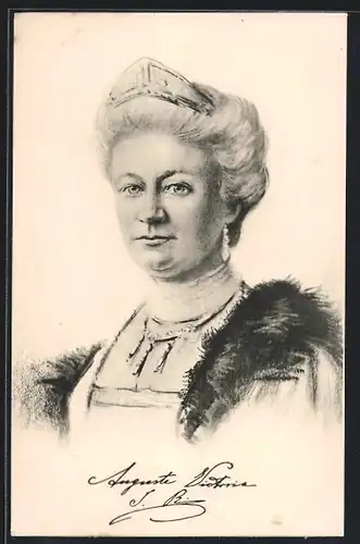 Künstler-AK Kaiserin Auguste Victoria von Preussen mit Krone und Kollier