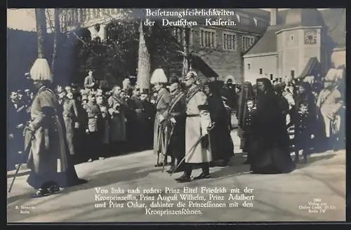 AK Beisetzung der deutschen Kaiserin, Prinzen Eitel Friederich und weitere Hohenzollern im Trauerzug