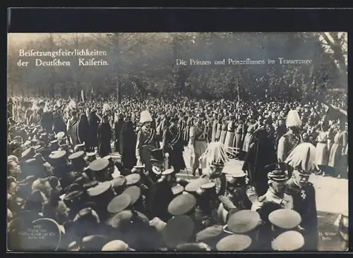 AK Beisetzungsfeier der Kaiserin, Trauerzug mit Prinzen und Prinzessinnen