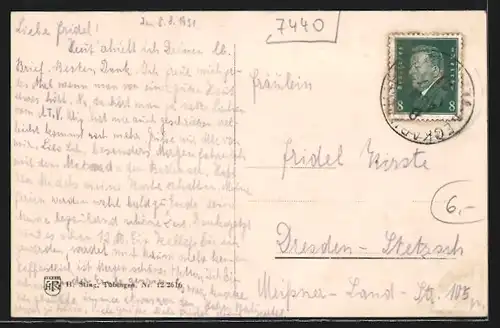 AK Nürtingen, Totalansicht des Ortes