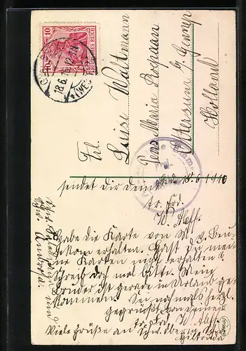 AK Mädchen mit Blumenkorb zum Namenstag