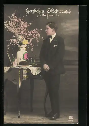 AK Junge im Anzug zur Konfirmation