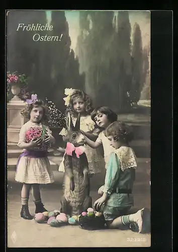 AK Mädchen mit Osterhasen zum Feste