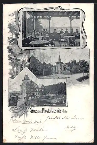 AK Klosterlausnitz i. Thür., Gasthaus Klosterschänke, Kurhaus und Bad-Hotel