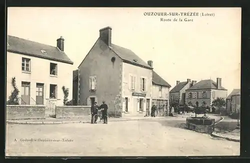 AK Ouzouer-sur-Trèzèe, Route de la Gare, Strassenpartie