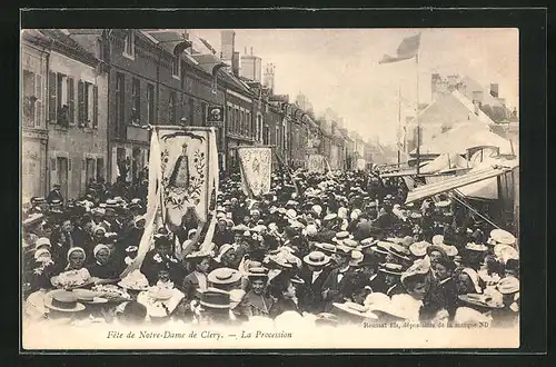 AK Clèry, Fete de Notre-Dame, la Procession