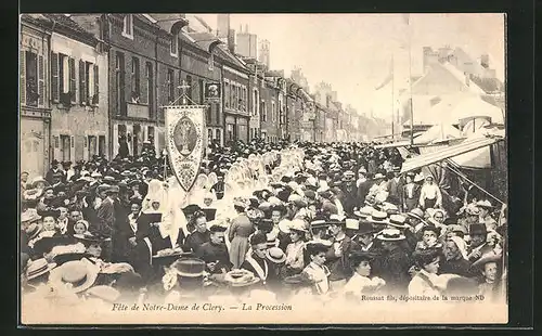 AK Clèry, Fete de Notre-Dame, la Procession