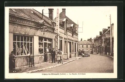 AK Ligny-le-Ribault, La Route d`Orlèans, Strassenpartie