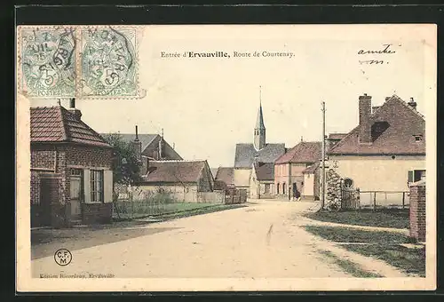AK Ervauville, Route de Courtenay, Strassenpartie