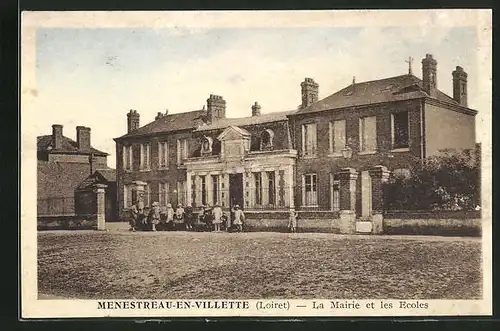 AK Menestreau-en-Villette, la Mairie et les Ecoles