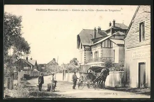 AK Chateau-Renard, Entrèe de la Ville -Route de Trigueres