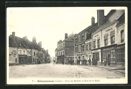 AK Boiscommun, Place du Marché et Rue de la Halle