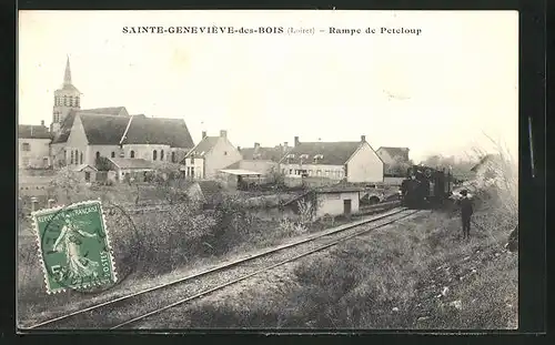 AK Sainte-Geneviève-des-Bois, Rampe de Peteloup, Blick über die Bahnstrecke zum Ort