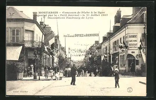 AK Montargis, Concours de Peche à la ligne, 21 Juillet 1907, Décorations Faubourg de Lyon