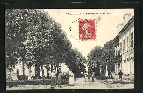 AK Chevilly, Avenue du Château, Strassenpartie