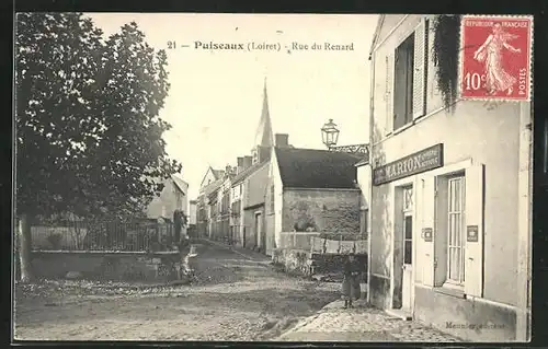 AK Puiseaux, Rue du Renard, Strassenpartie