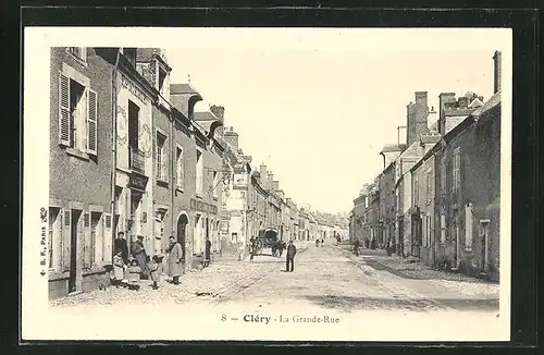 AK Cléry, La Grande-Rue, Strassenpartie