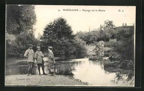 AK Moeslains, Paysage sur la Marne