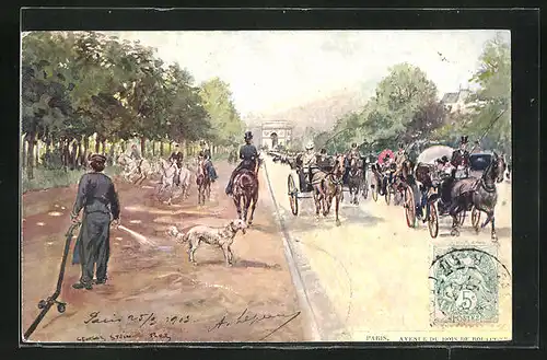 Künstler-AK Georges Stein: Paris, Avenue du Bois de Bologne