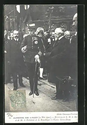 AK König Alfonso XIII. von Spanien auf Besuch in Paris 1905