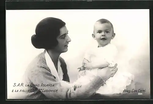 AK Prinzessin Iolanda von Italien mit ihrem Sohn Ludovica