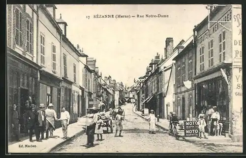 AK Sézanne, Rue Notre-Dame, Strassenpartie