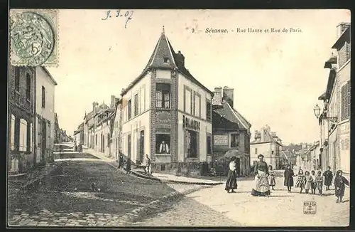 AK Sézanne, Rue Haute et Rue de Paris, Strassenpartie