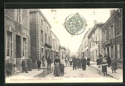 AK Suippes, Rue de l`Orme, Strassenpartie