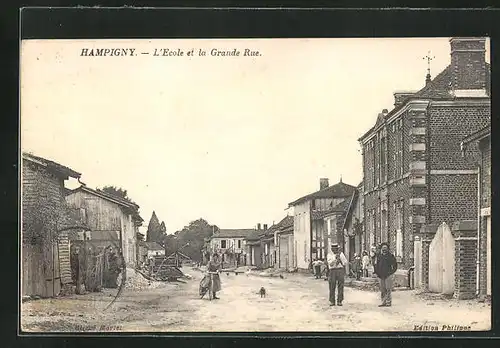 AK Hampigny, L`Ecole et la Grande Rue