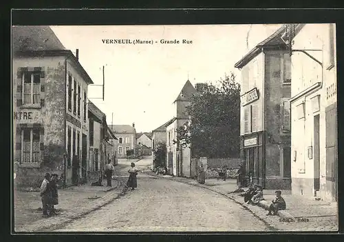 AK Verneuil, Grande Rue, Strassenpartie