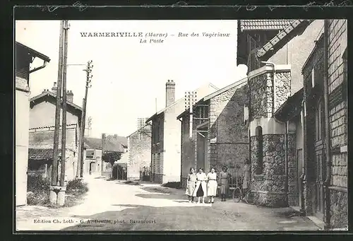 AK Warmeville, Rue des Vagériaux, La Poste